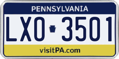 PA license plate LXO3501