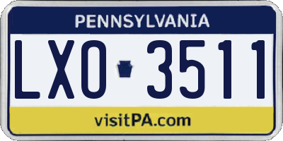 PA license plate LXO3511