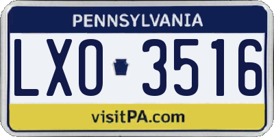 PA license plate LXO3516
