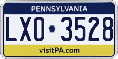 PA license plate LXO3528
