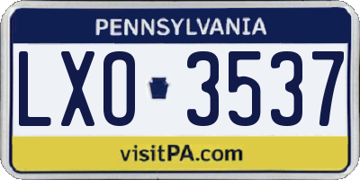 PA license plate LXO3537