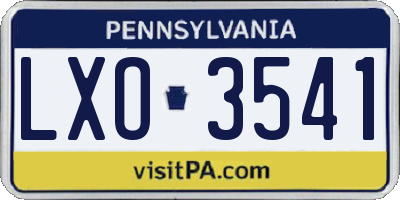 PA license plate LXO3541