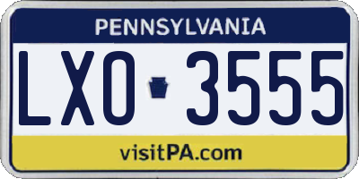 PA license plate LXO3555