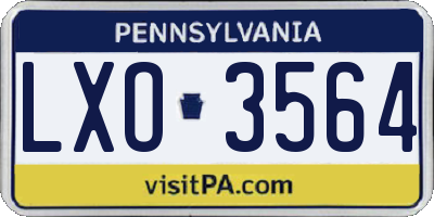 PA license plate LXO3564