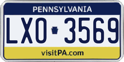 PA license plate LXO3569