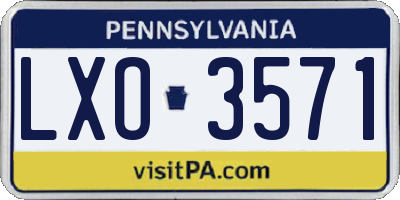 PA license plate LXO3571