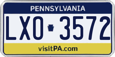 PA license plate LXO3572