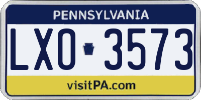 PA license plate LXO3573