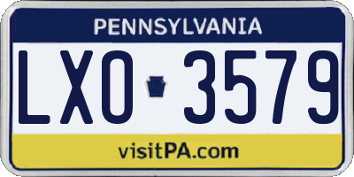 PA license plate LXO3579