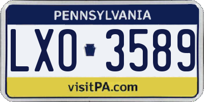 PA license plate LXO3589