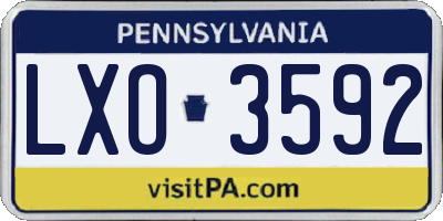 PA license plate LXO3592