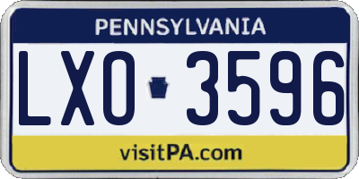 PA license plate LXO3596