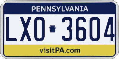 PA license plate LXO3604