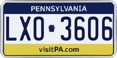 PA license plate LXO3606
