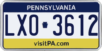 PA license plate LXO3612
