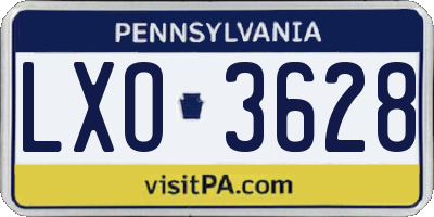 PA license plate LXO3628