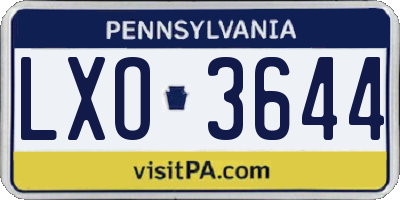 PA license plate LXO3644