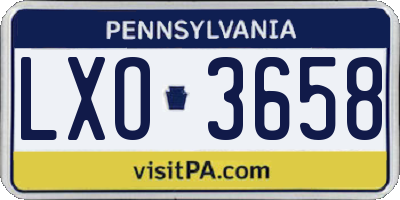 PA license plate LXO3658