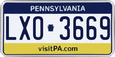 PA license plate LXO3669
