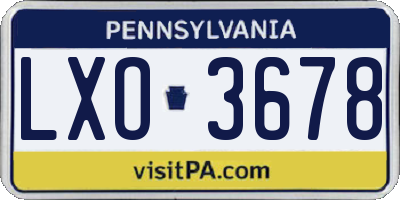 PA license plate LXO3678