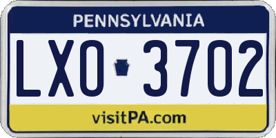 PA license plate LXO3702