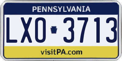 PA license plate LXO3713