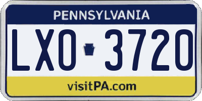 PA license plate LXO3720