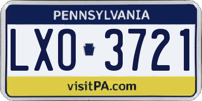 PA license plate LXO3721