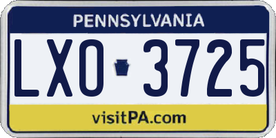 PA license plate LXO3725