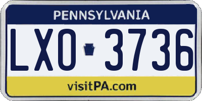 PA license plate LXO3736
