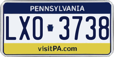 PA license plate LXO3738