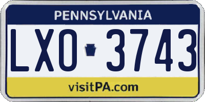 PA license plate LXO3743