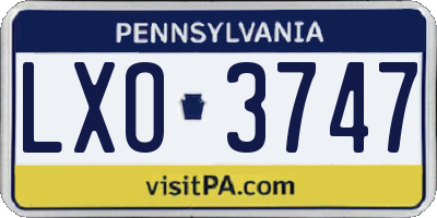 PA license plate LXO3747