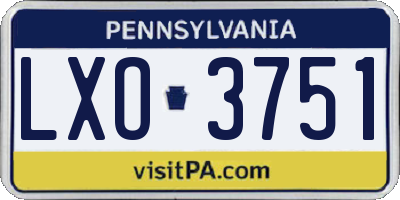 PA license plate LXO3751