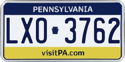 PA license plate LXO3762