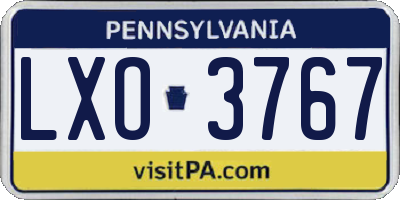 PA license plate LXO3767