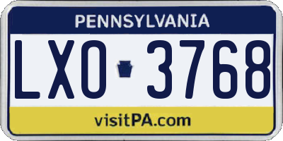 PA license plate LXO3768