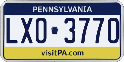 PA license plate LXO3770