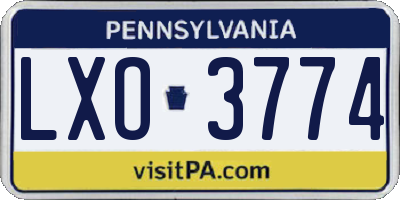 PA license plate LXO3774