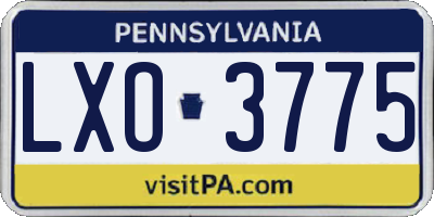 PA license plate LXO3775