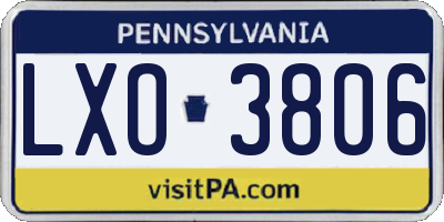 PA license plate LXO3806