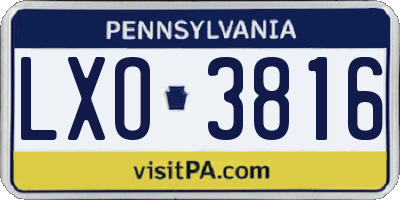 PA license plate LXO3816