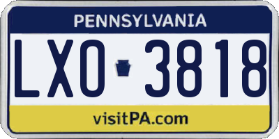 PA license plate LXO3818
