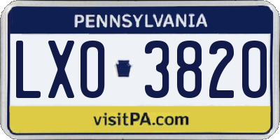 PA license plate LXO3820