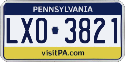 PA license plate LXO3821