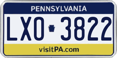 PA license plate LXO3822
