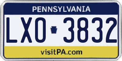 PA license plate LXO3832