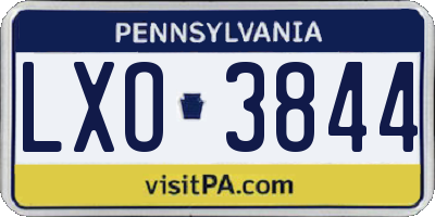 PA license plate LXO3844