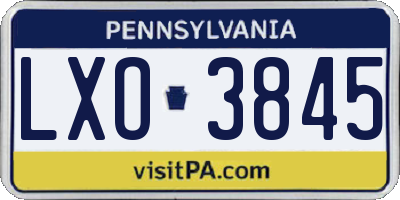 PA license plate LXO3845