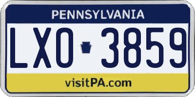 PA license plate LXO3859